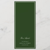 Menu Mariage Argent Ancien Vert Foncé (Dos)