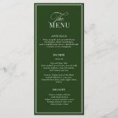 Menu Mariage Argent Ancien Vert Foncé (Devant)