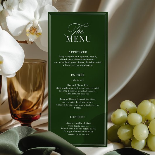 Menu Mariage Argent Ancien Vert Foncé