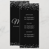 Menu mariage Argent Faux Parties scintillant Confe (Devant / Derrière)