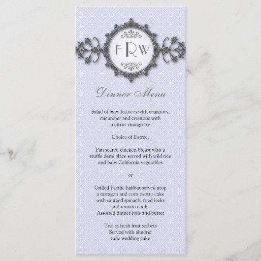 Menu Mariage Art Déco Band Lilac (Devant)