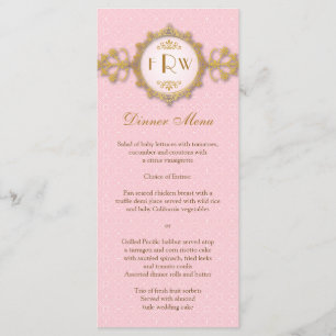Menu Mariage Art Déco Bande Rose or