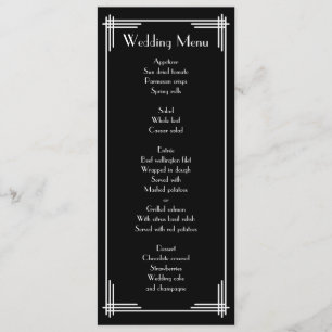 Menu Mariage Art Déco Gatsby Black White Great