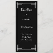 Menu Mariage Art Déco Gatsby Black White Great (Dos)