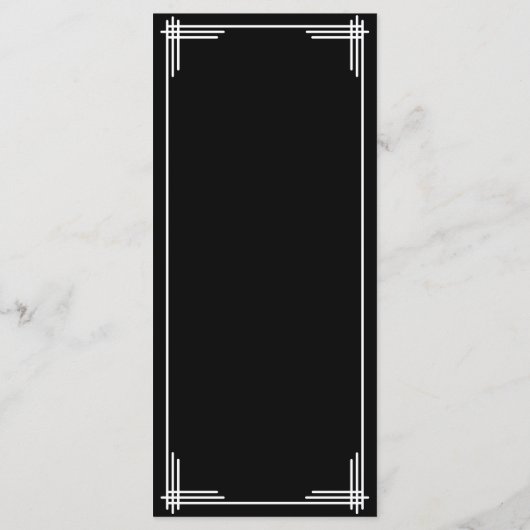 Menu Mariage Art Déco Gatsby Black White Great (Dos)