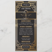 Menu Mariage Art Déco Gatsby noir et or (Devant)