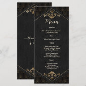Menu Mariage Art Déco Gatsby Or Royal (Devant / Derrière)