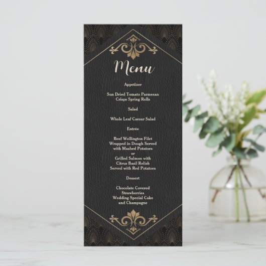 Menu Mariage Art Déco Gatsby Or Royal (Debout devant)