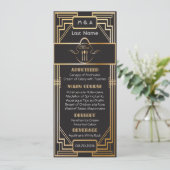 Menu Mariage Art Déco noir et or Gatsby (Debout devant)