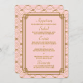 Menu Mariage Art déco rose (Devant / Derrière)