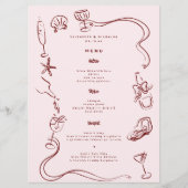 Menu Mariage | Art Doodle Rétro Fantaisiste (Devant)