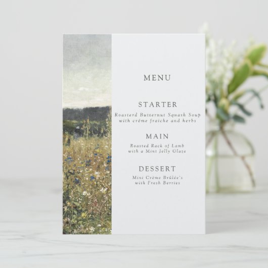 Menu mariage art. Huile vintage sur toile. (Debout devant)