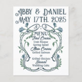 Menu Mariage Art Nouveau Blue-Green (Devant)