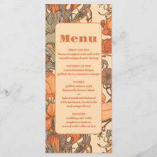 Menu Mariage Art Nouveau Floral Orange Brûlé
