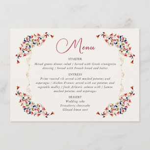 Menu Mariage Artistique Botanique Floral Paisley Luxueu