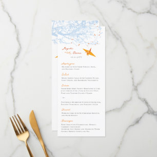 Menu Mariage asiatique  de grue orange Origami