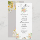 Menu Mariage au champ de tournesols dorés papillon (Devant / Derrière)