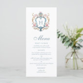 Menu Mariage au chandelier floral à monogramme vintage (Debout devant)