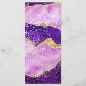 Menu Mariage au motif d'agate or violet rose (Dos)