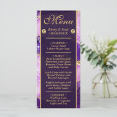 Menu Mariage au motif d'agate or violet rose (Debout devant)