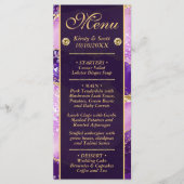Menu Mariage au motif d'agate or violet rose (Devant)
