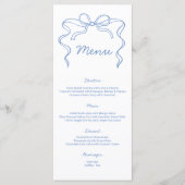 Menu Mariage au Ruban Bleu Élégant (Devant)