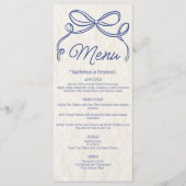Menu Mariage au Ruban Bleu Rétro Dessiné à la Main (Devant)