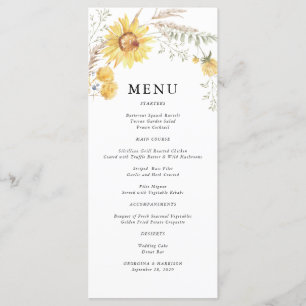 Menu Mariage au Tournesol de Fin d'Été