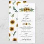 Menu Mariage au tournesol rustique (Devant / Derrière)