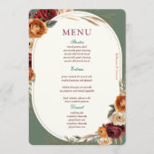 Menu Mariage automnal élégant aux tons orange et floral (Devant)