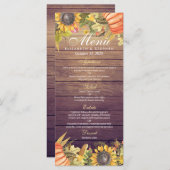 Menu mariage Automne Érable Feuille Citrouille Tou (Devant / Derrière)