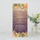 Menu mariage Automne Érable Feuille Citrouille Tou (Debout devant)