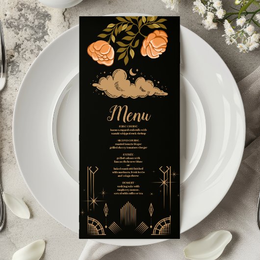 Menu Mariage aux Étoiles Noires Célestes de Minuit