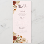 Menu Mariage aux feuilles d'automne rustiques orange br (Devant)