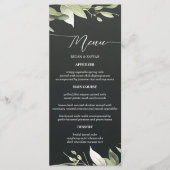 Menu Mariage aux Feuilles de Verdure Moderne Vert Foncé (Devant)