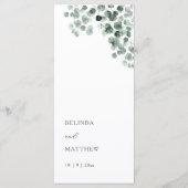 Menu Mariage aux feuilles d'eucalyptus aquarelle (Dos)