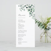 Menu Mariage aux feuilles d'eucalyptus aquarelle (Debout devant)