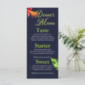 Menu Mariage aux feuilles et fleurs tropicales (Debout devant)
