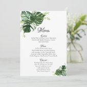 Menu Mariage aux Feuilles Vertes Tropicales de Monstera (Debout devant)
