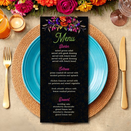 Menu Mariage aux fleurs mexicaines élégantes