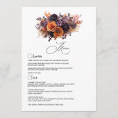 Menu Mariage aux Fleurs Orange Brûlé, Violet Foncé et N (Devant)