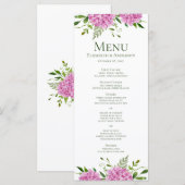 Menu Mariage aux Hortensias Roses (Devant / Derrière)