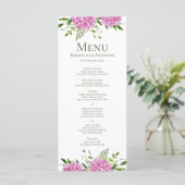 Menu Mariage aux Hortensias Roses (Debout devant)