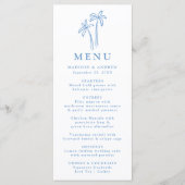 Menu Mariage aux palmiers bleus dessinés à la main mode (Devant)