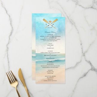 Menu Mariage aux rames de plage à l'aquarelle