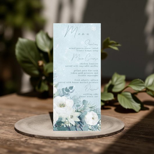 Menu Mariage aux Roses Blanches Hellebores Eucalyptus A