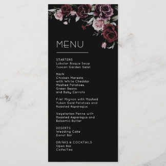 Menu Mariage aux Roses Sombres et Maussades