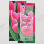 Menu Mariage aux Tulipes Roses Élégantes (Devant / Derrière)