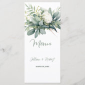 Menu Mariage avec des accents dorés et de la verdure fl (Devant)