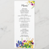 Menu mariage avec fleurs d'été (Devant)